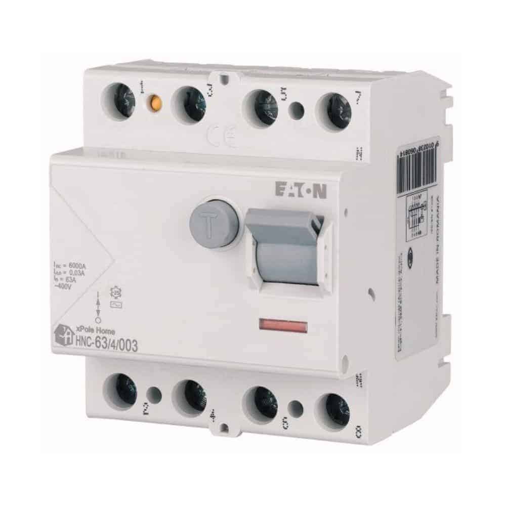 Întrerupător diferențial 63A 4P 6kA 30mA, Eaton Xpole HNC