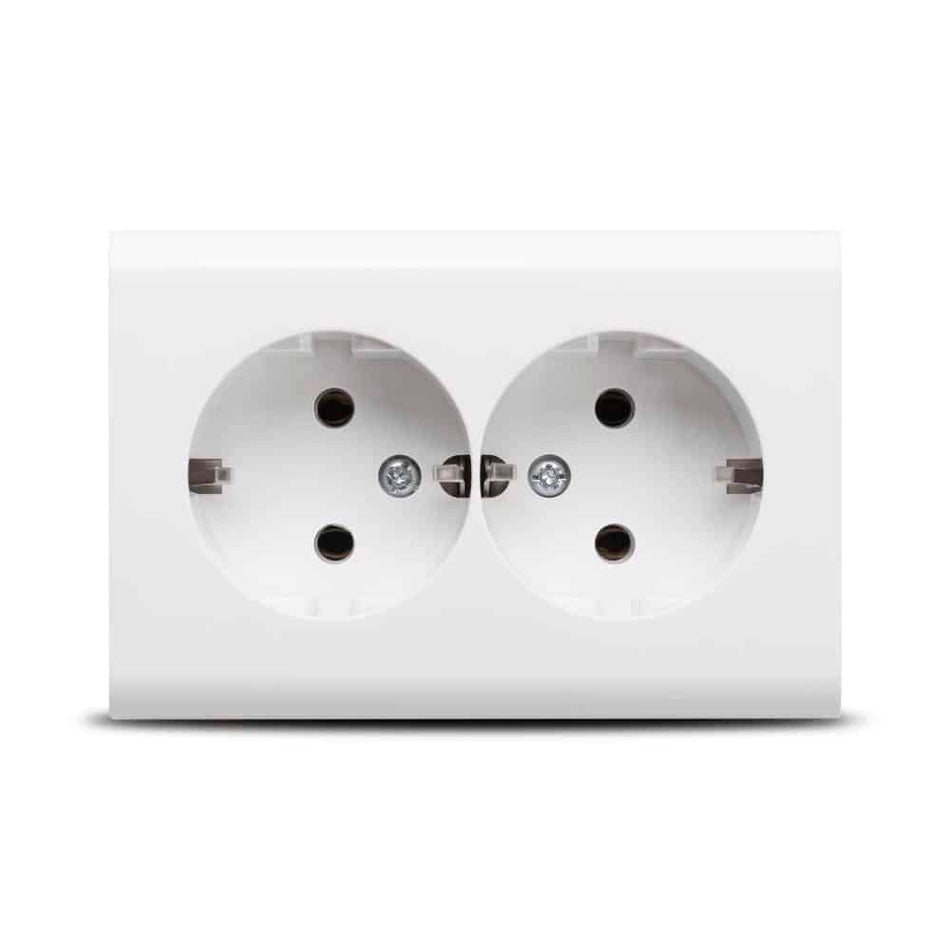 Priză dublă CU CP PT alb