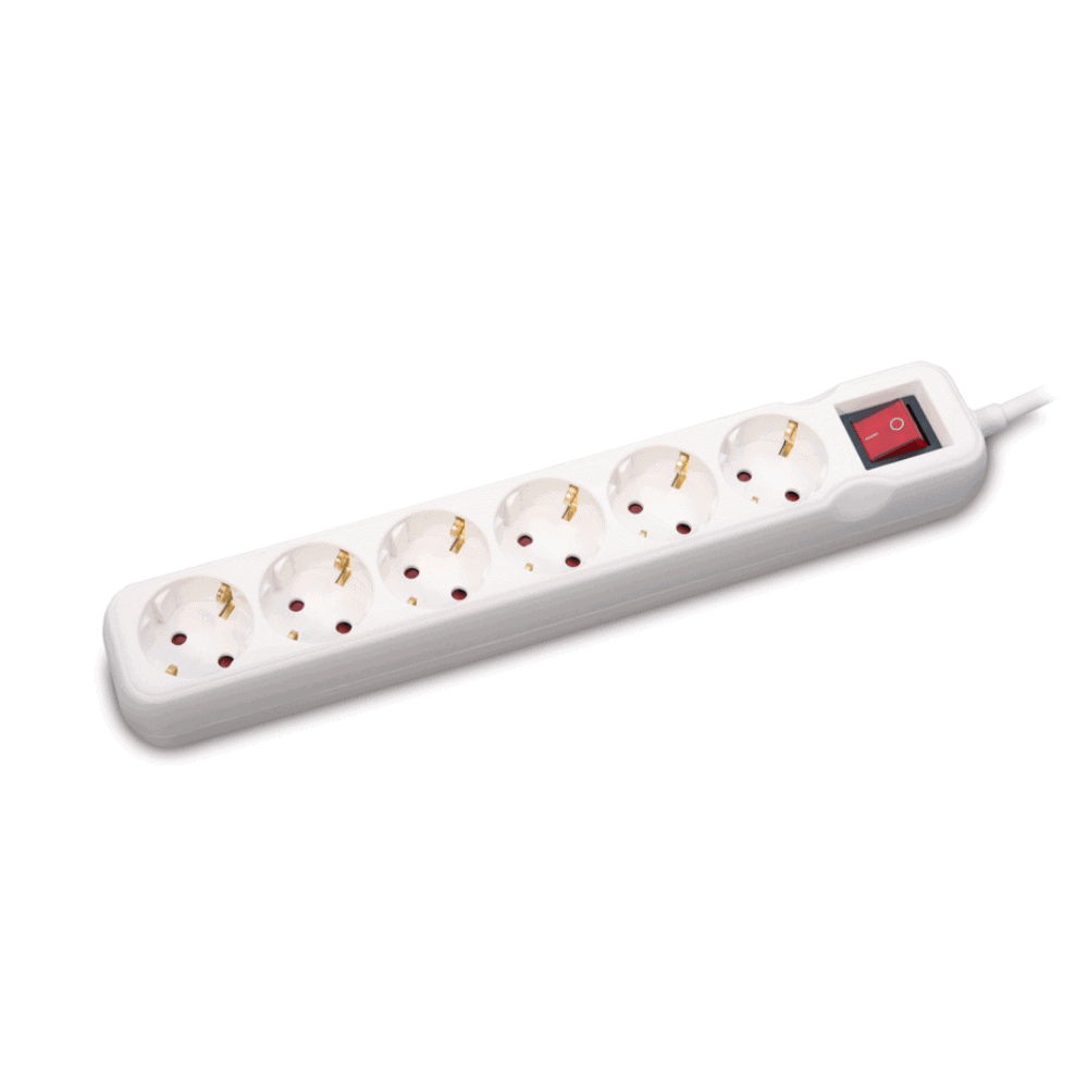 Prelungitor 5M 6PRIZE cu întrerupător 3X1