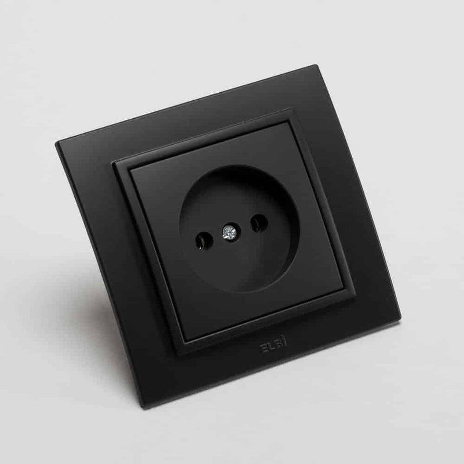 Priză fără împământare negru mat, Zena EL-BI