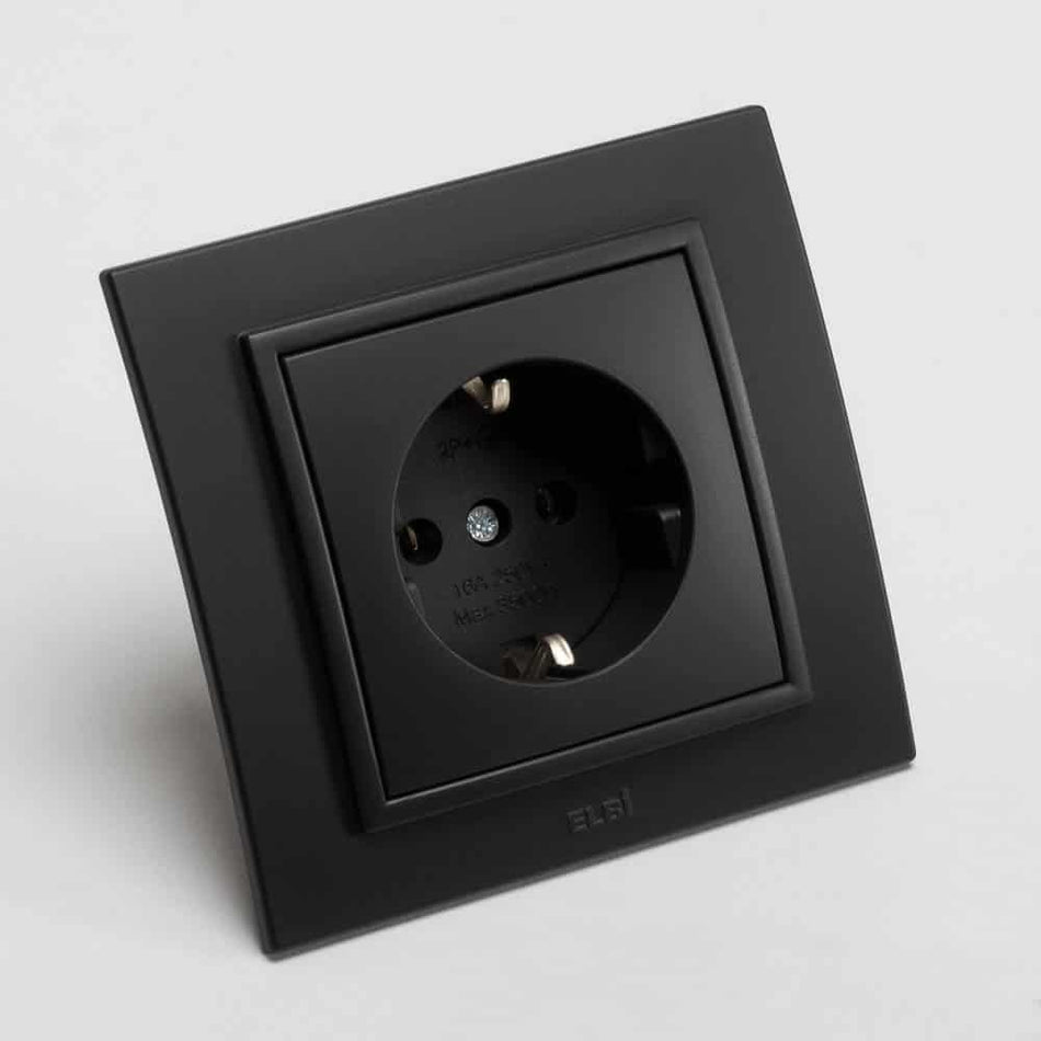 Priză cu împământare negru mat, Zena EL-BI