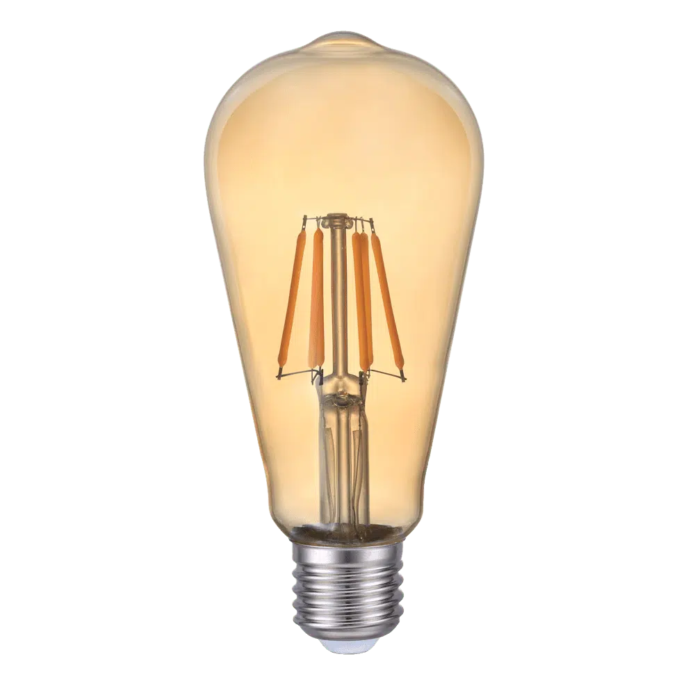 Bec LED filament ST64 auriu 6W E27 2200K (lumină caldă)