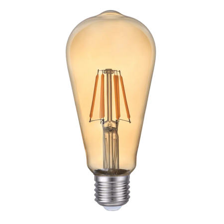 Bec LED filament ST64 auriu 6W E27 2200K (lumină caldă)