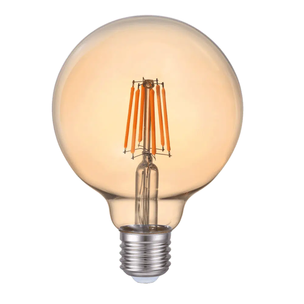 Bec LED filament G95 auriu 6W E27 2200K (lumină caldă)