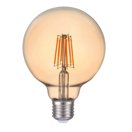 Bec LED filament G95 auriu 6W E27 2200K (lumină caldă)