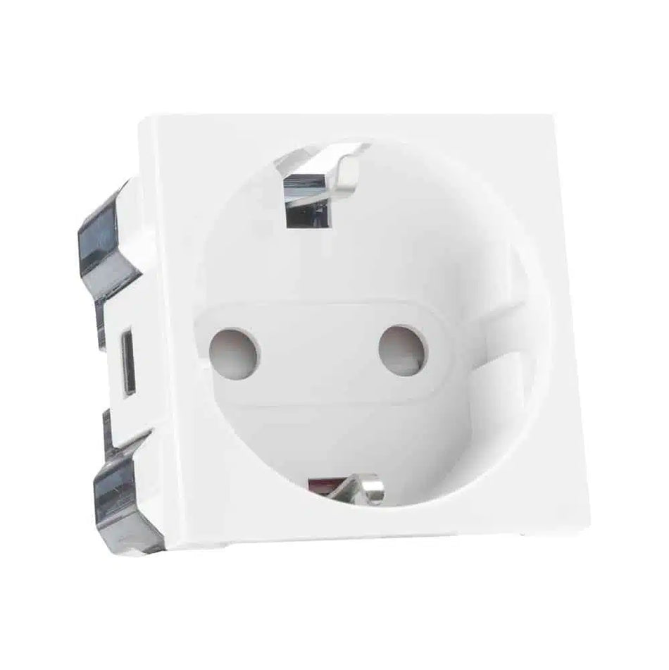 Priza Schuko protectie copii 2M alb mat, Elbi Moda Voice