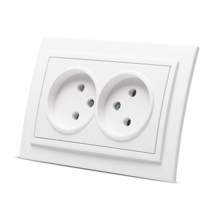 Priză dublă fără CP alb mat, Zena EL-BI