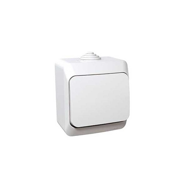 Întrerupător simplu aplicat 10A IP44 alb, gama Cedar, WDE000510
