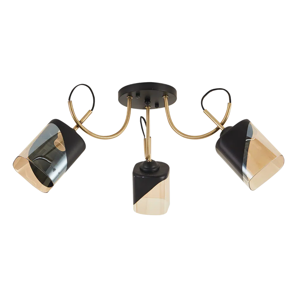 Lustră 3xE27 IP20 negru+auriu Smoky, Erste