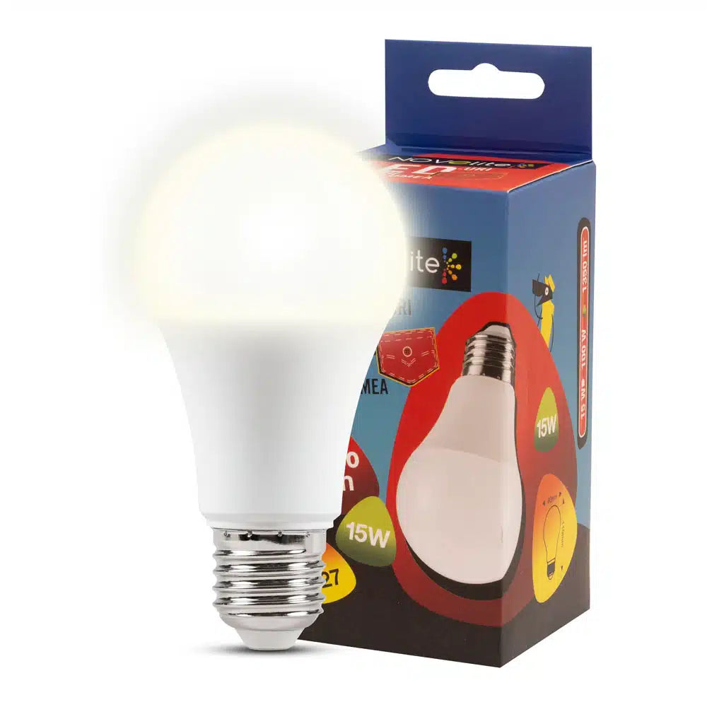 Bec LED 15W A60 E27 3000K (lumină caldă), Novelite
