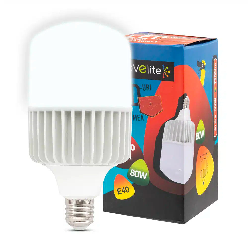 Bec LED 80W E40 6400K (lumină rece), Novelite