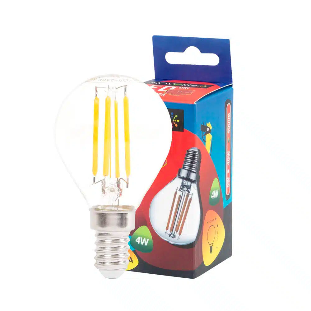 Bec filament LED 4W E14 2700K (lumină caldă), Novelite
