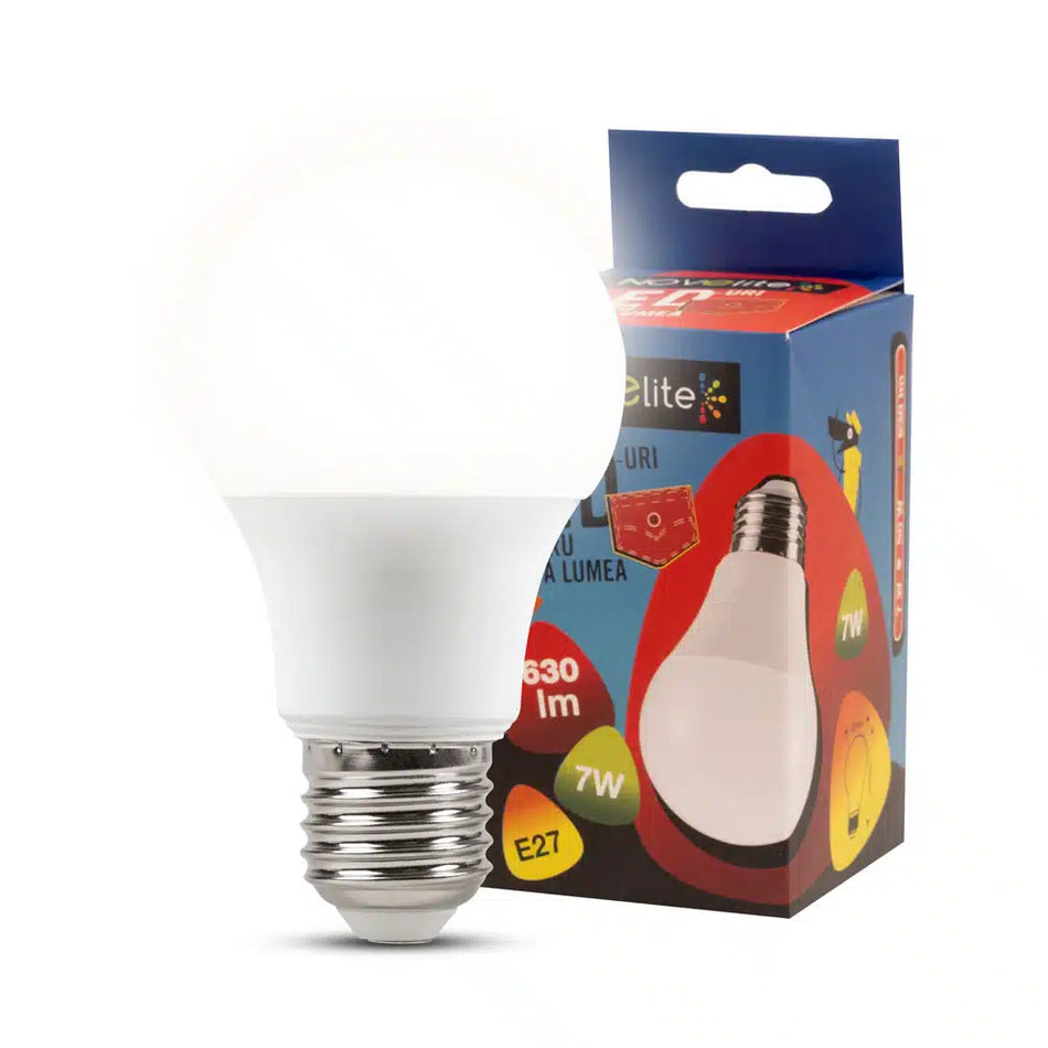 Bec LED 7W A60 E27 3000K (lumină caldă), Novelite