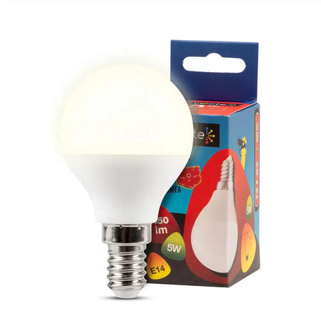 Bec sferic LED 5W E14 3000K (lumină caldă), Novelite