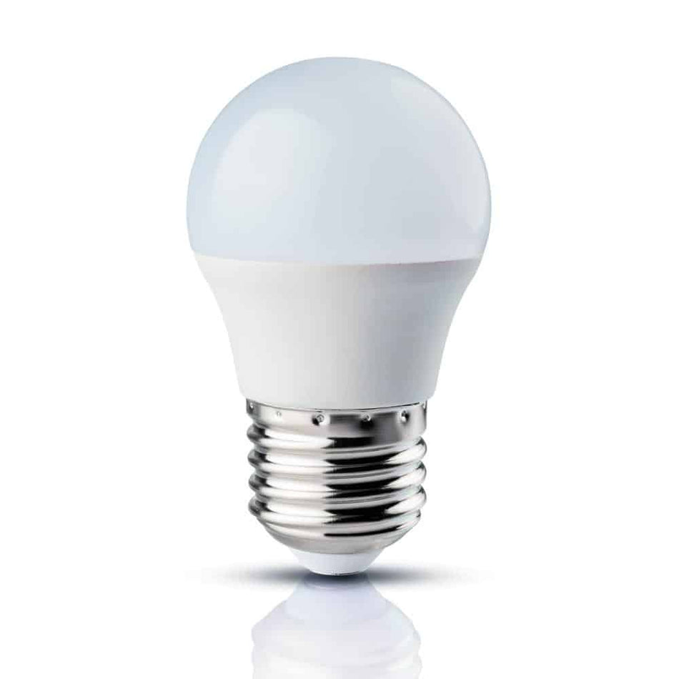 Bec LED, sferic, putere: 5W, E27, 3000K (lumină caldă)