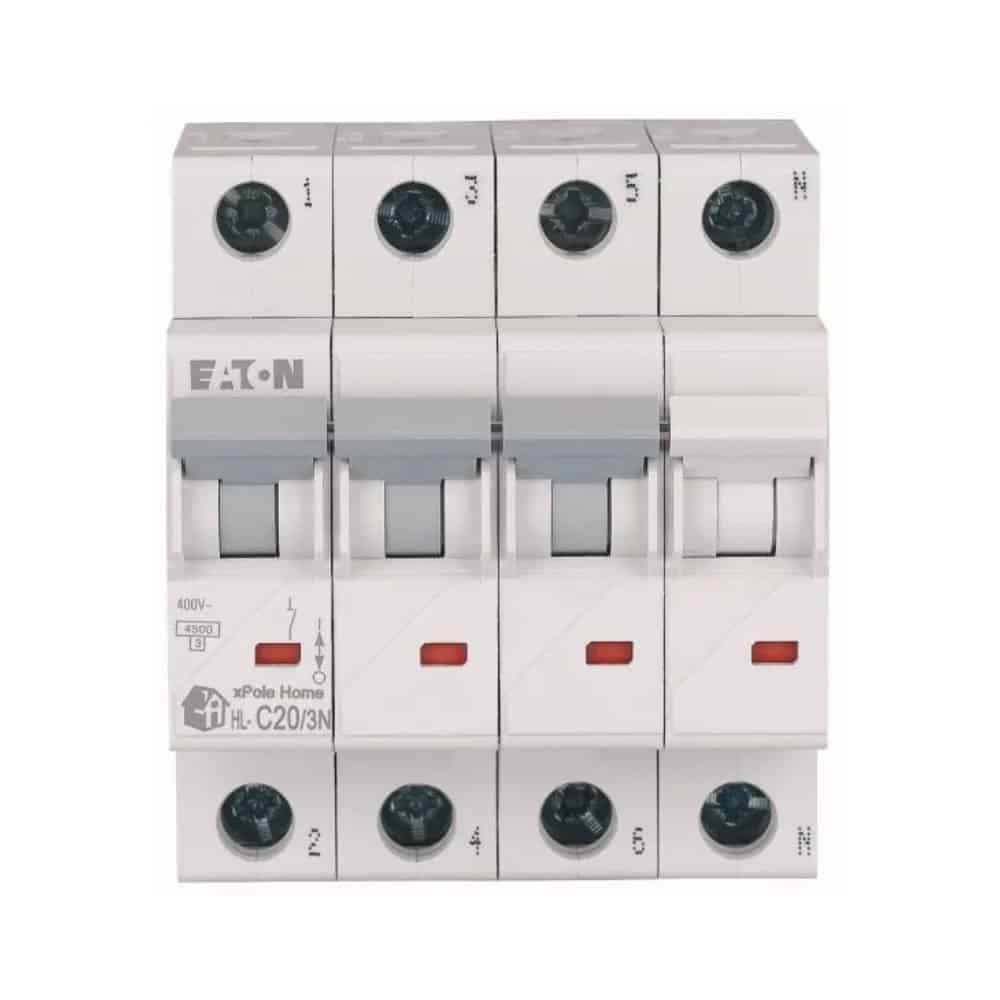 Siguranță automată 20A 3PN C 4.5kA, Eaton HL-C20/3N