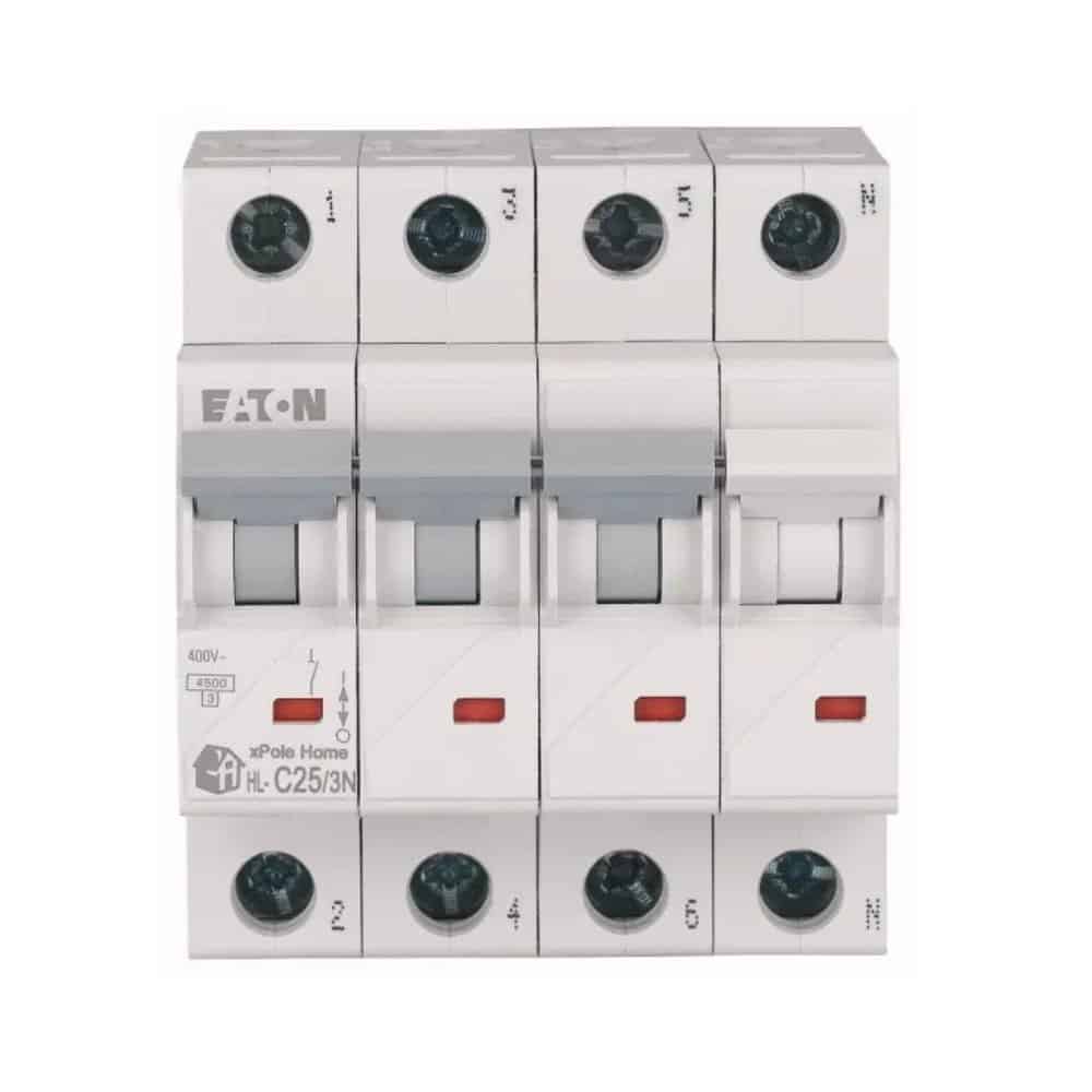 Siguranță automată 25A 3PN C 4.5kA, Eaton HL-C25/3N