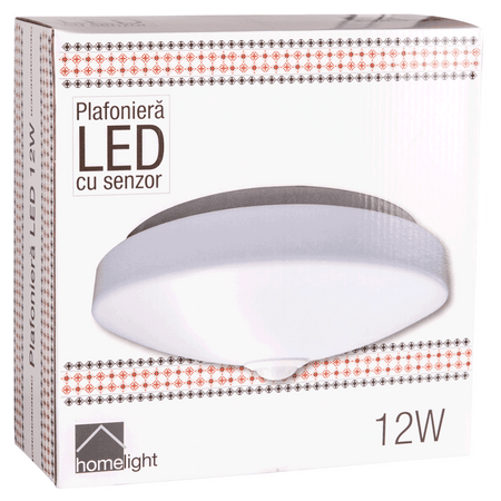 Plafonieră SENZOR LED 12W 800LM 6500K IP20