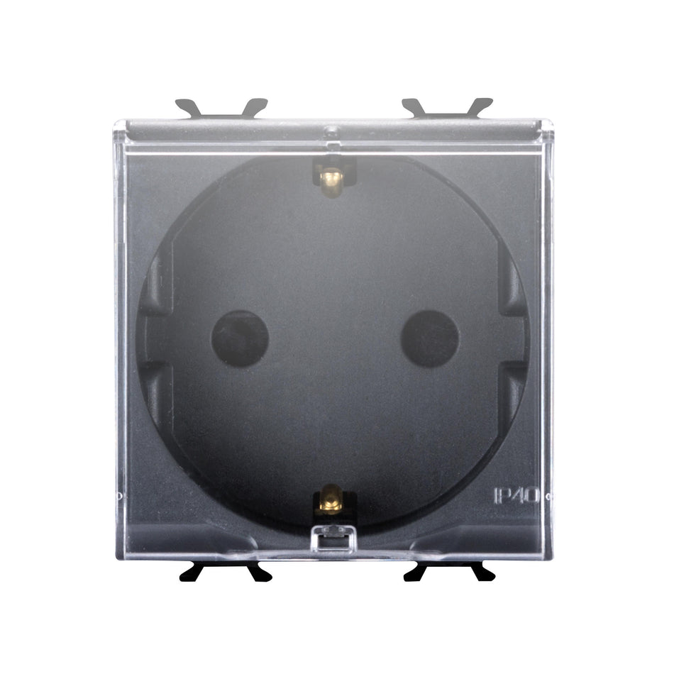 Priză Schuko 2M 16A negru, gama Chorus, GW12242