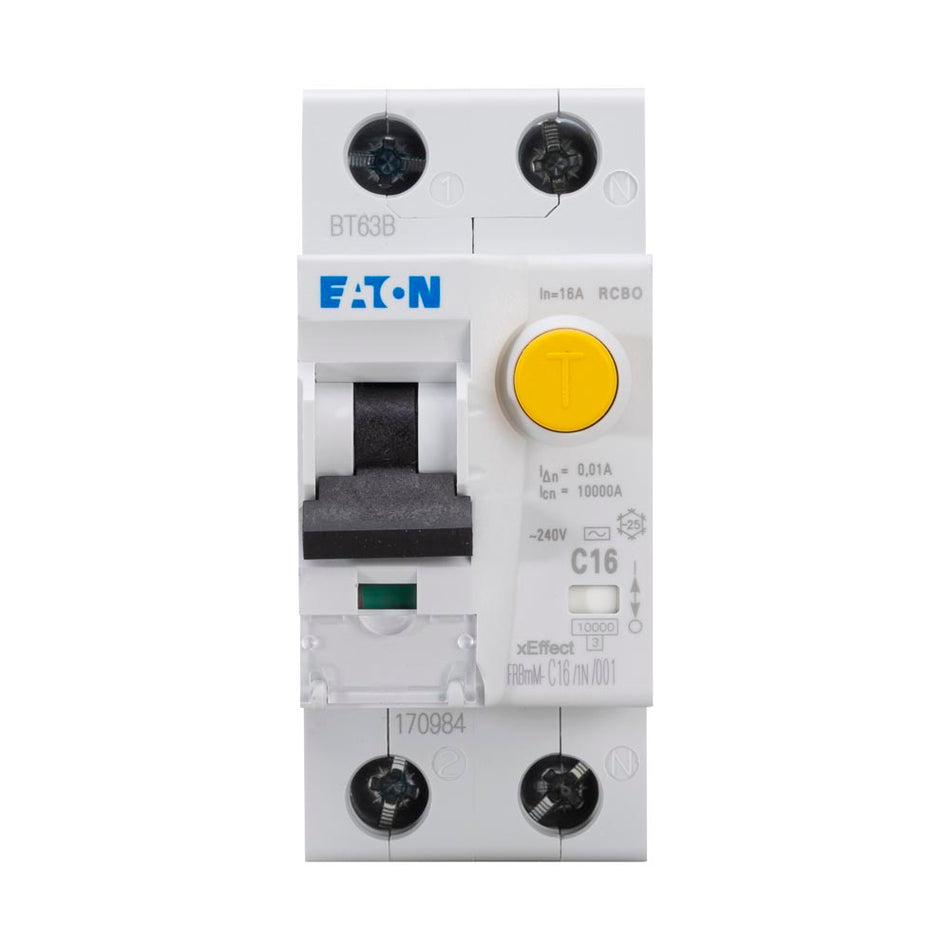 Întrerupător diferențial RCBO 16A 1P+N C 10kA 10mA, Eaton