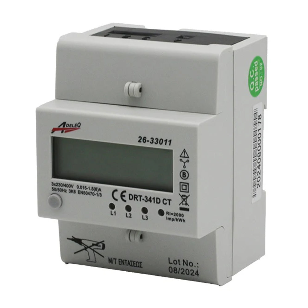 Contor digital pe șină DIN 400V, măsurare prin transformator de curent, Dablerom
