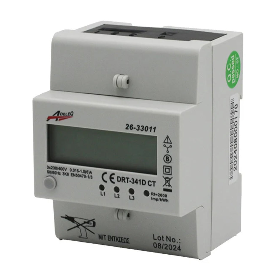 Contor digital pe șină DIN 400V, măsurare prin transformator de curent, Dablerom