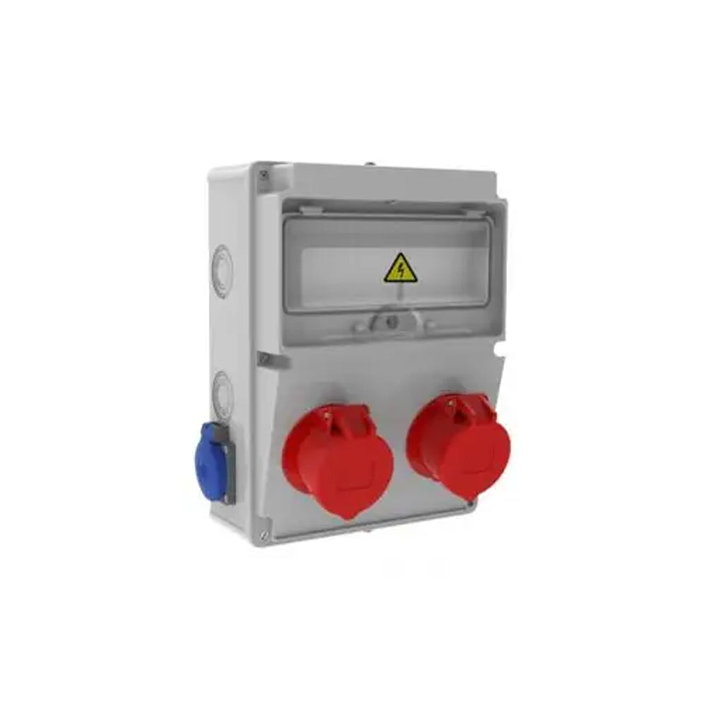 Tablou electric IP44, 10 module, 2 prize monofazate 16A + 2 prize trifazate 16A, Bemis