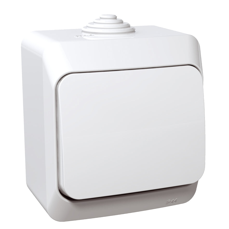 Întrerupător cu revenire aplicat 10A IP44 alb, gama Cedar, WDE000511