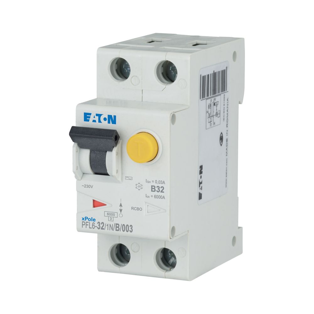 Diferențial RCBO 1P+N 32A 30mA 6kA curba B, Eaton