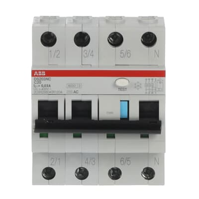Întrerupător diferențial (RCBO) 20A 4P C 6kA 30mA, ABB