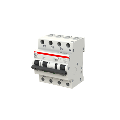 Întrerupător diferențial (RCBO) 10A 3P+N C 6kA 30mA, ABB