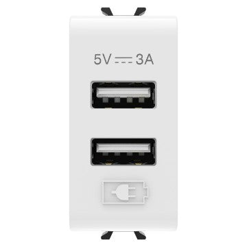 Priză USB tip A+A 1M 5V 3A alb, gama Chorus, GW10447