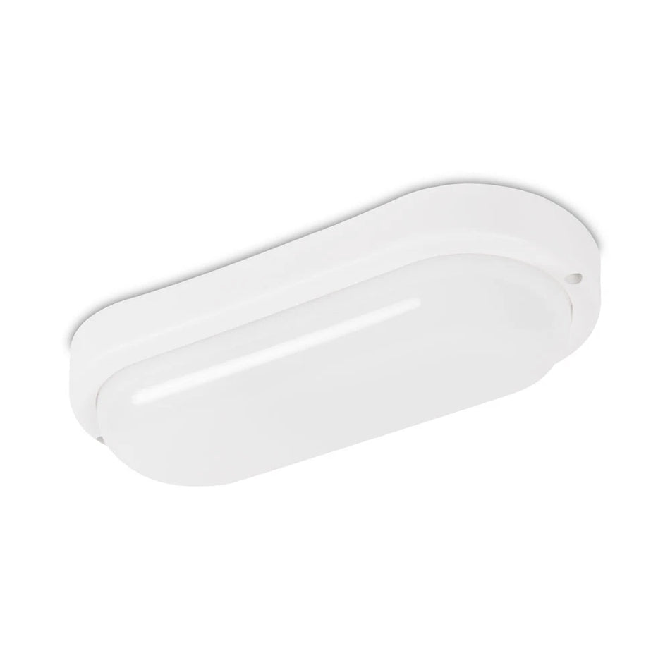 Lampă BAT LED ovală cu senzor 18W 6400K IP65 alb, Novelite