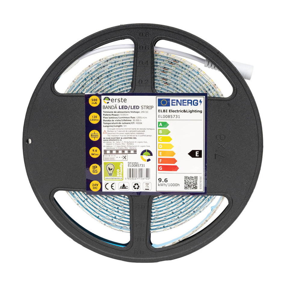Banda LED 9.6W/m 4000K 24V IP65 5m, Erste