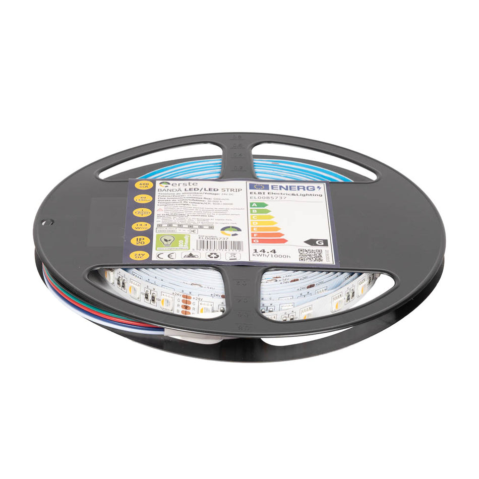 Banda LED 14.4W/m RGB+3000K 24V IP20 5m, Erste