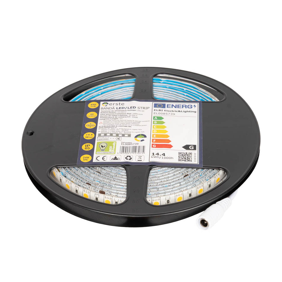 Banda LED 14.4W/m 3000K 24V IP65 5m, Erste