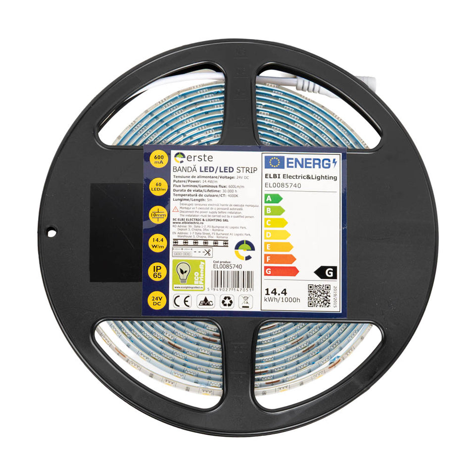 Banda LED 14.4W/m 4000K 24V IP65 5m, Erste