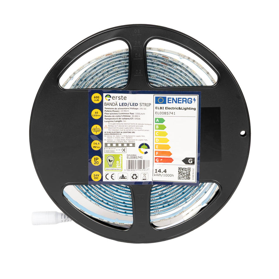 Banda LED 14.4W/m 6400K 24V IP65 5m, Erste