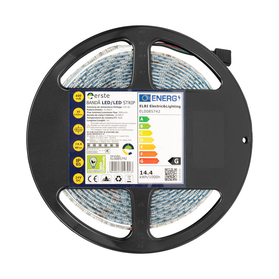 Banda LED 14.4W/m RGB 24V IP65 5m, Erste