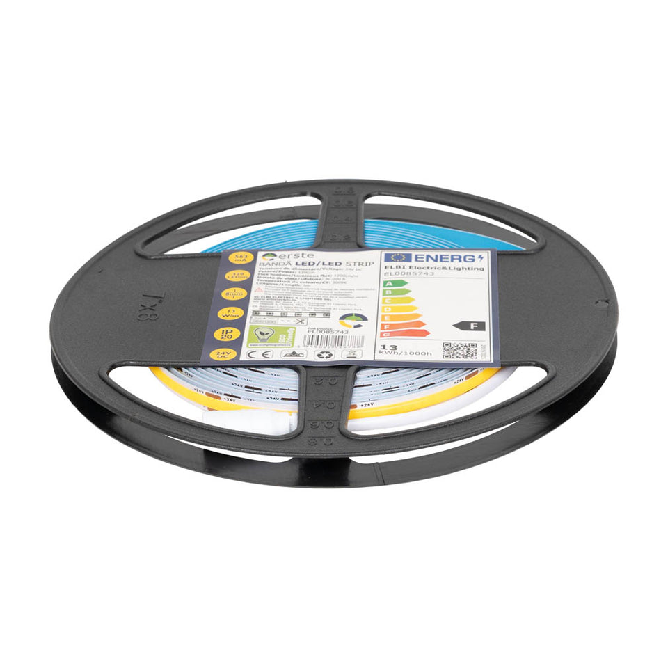 Bandă LED 24V COB 13W/m 3000K IP20 5m, Erste