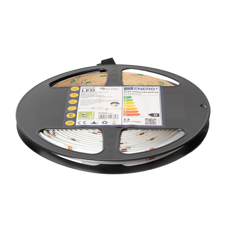 Bandă LED 24V COB 13W/m RGB+3000K IP20 5m, Erste