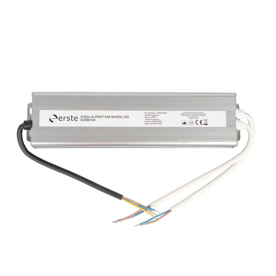 Sursă alimentare bandă LED 350W IP65 230V–24V, Erste