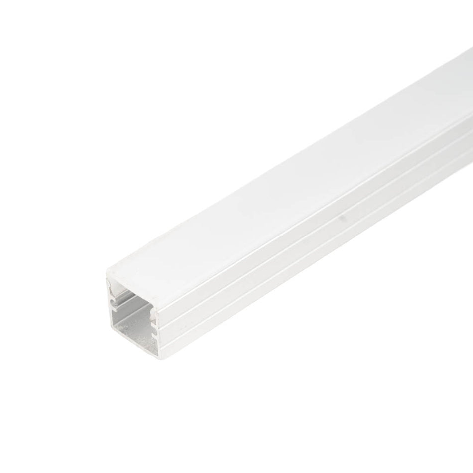 Profil aluminiu pentru bandă LED cu dispersor mat, element capăt și sistem fixare – 2m
