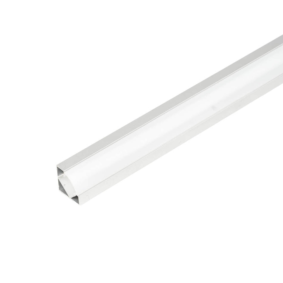 Profil aluminiu colț pentru bandă LED cu dispersor mat, elemente capăt și sistem fixare – 2 m