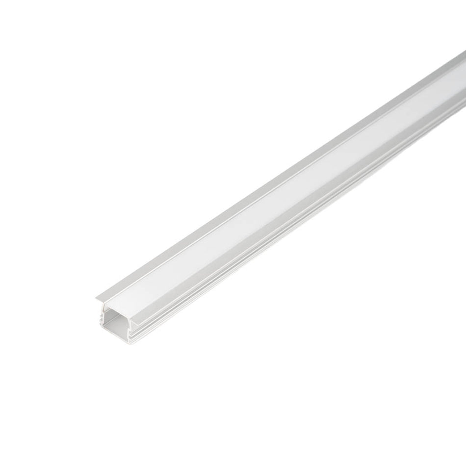 Profil aluminiu încastrat pentru bandă LED cu dispersor mat, elemente capăt și sistem fixare – 2m