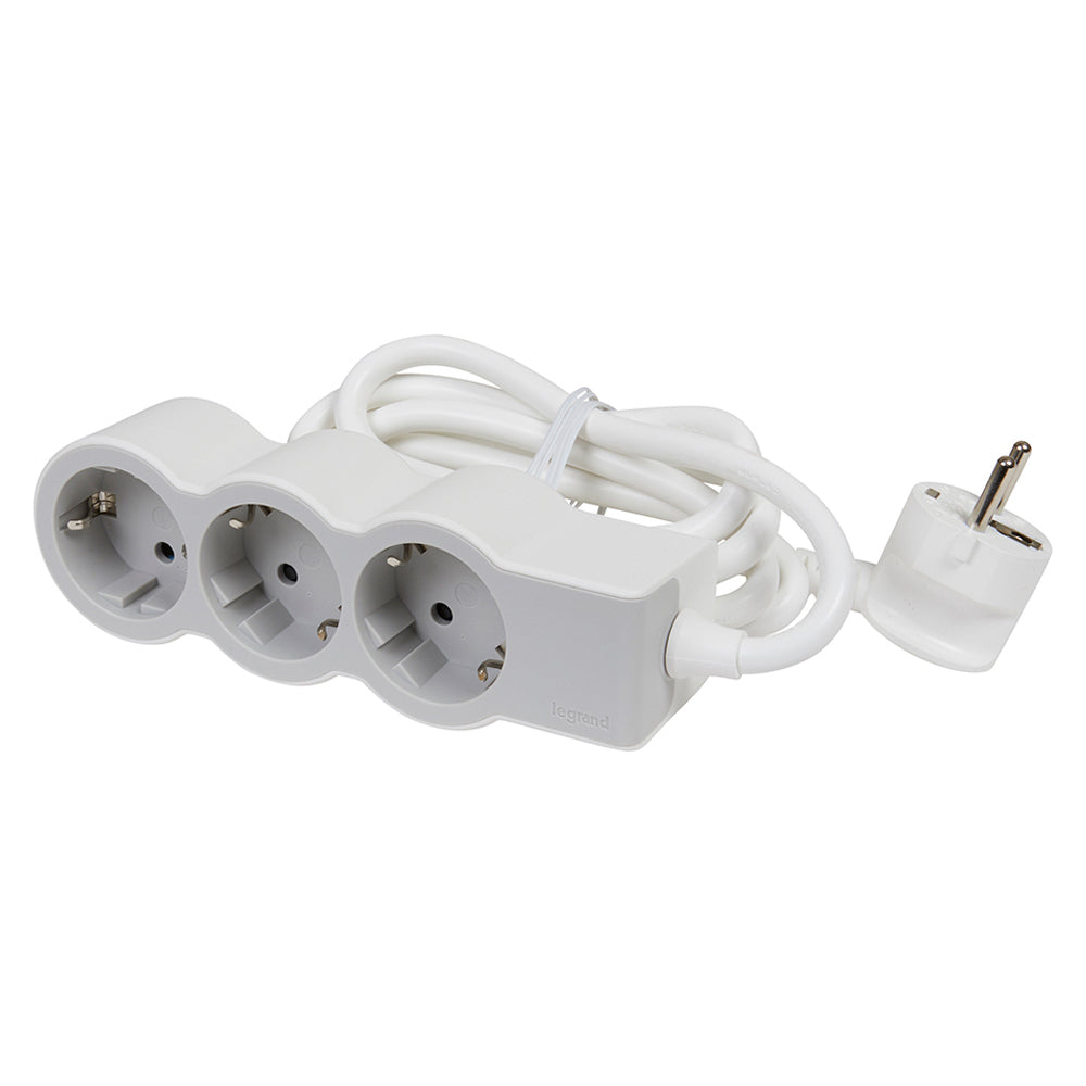 Prelungitor 3 prize Schuko, cablu 3x1,5mm², 1,5m, alb-gri, Legrand