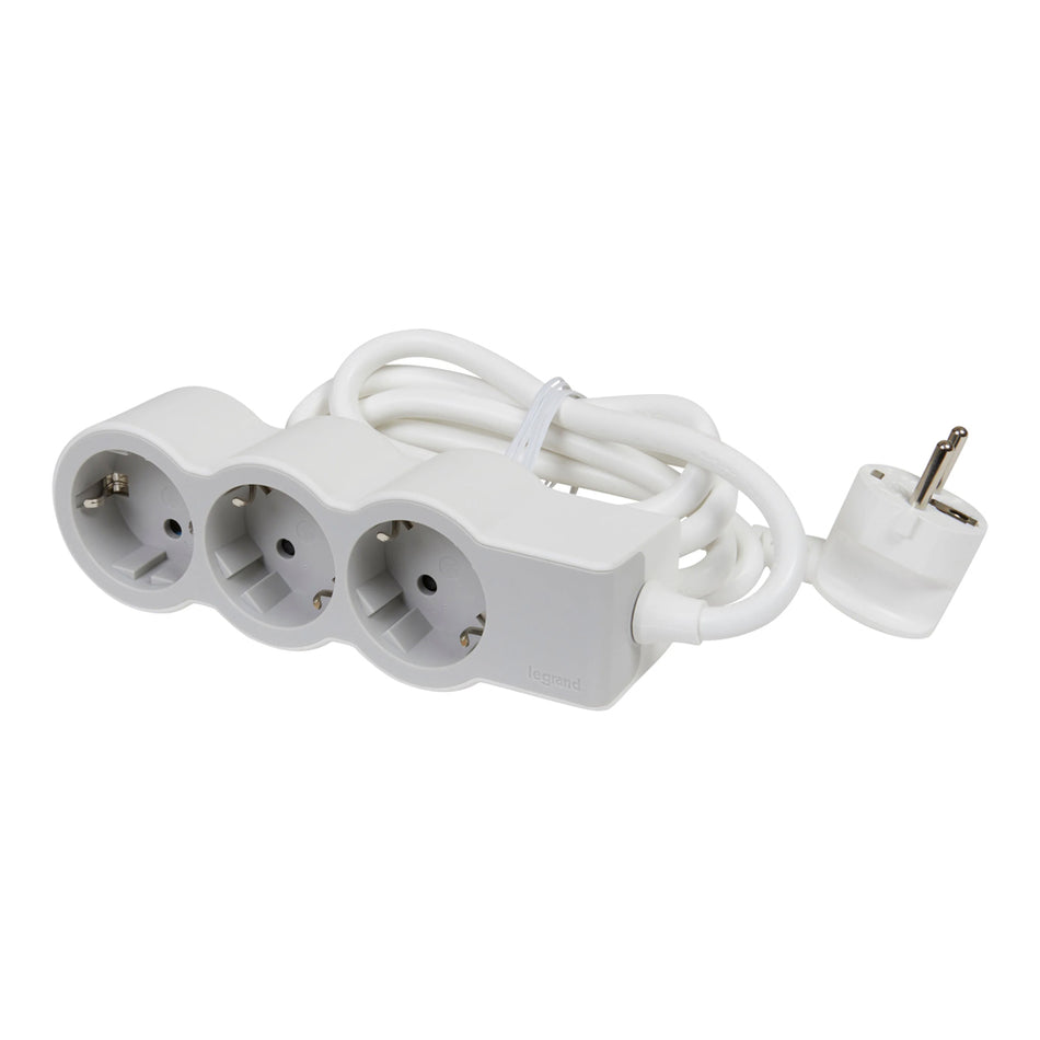 Prelungitor 3 prize 3m (3x1,5mm²) alb-gri, Legrand
