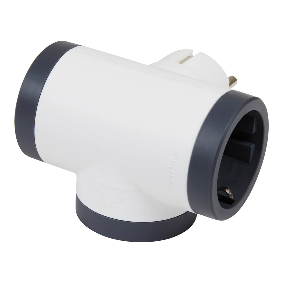 Adaptor cu 3 prize laterale 16A alb-gri, Legrand