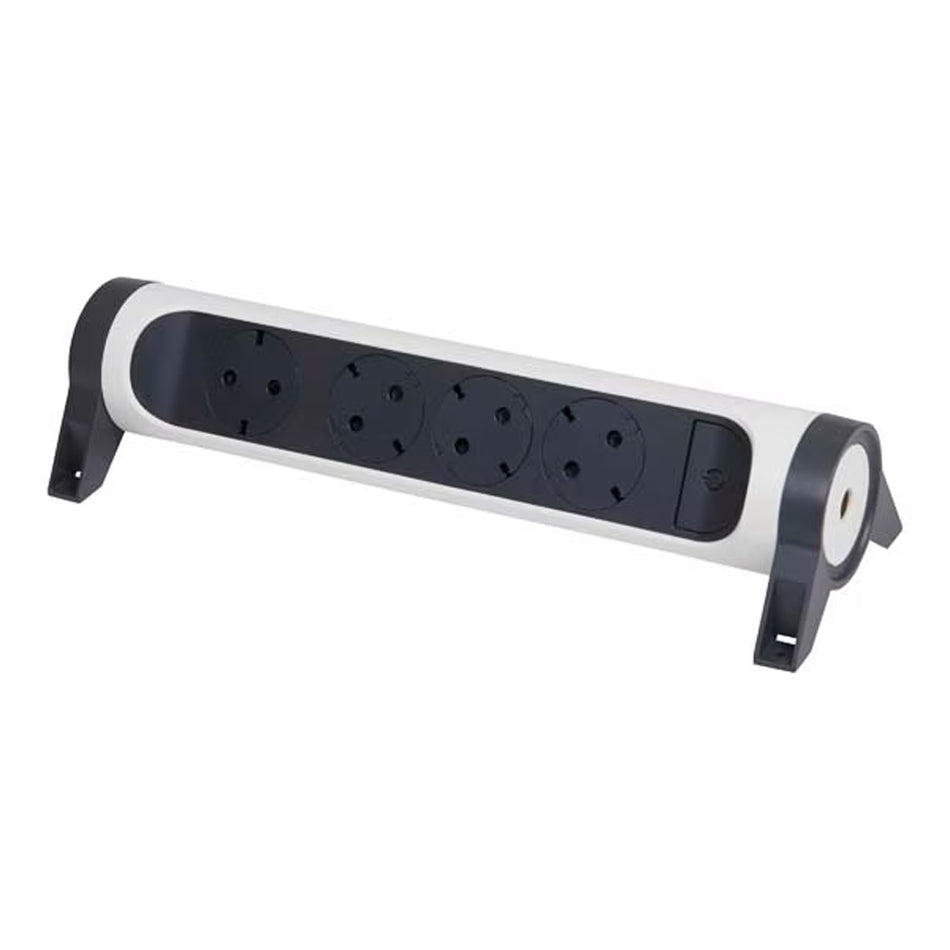 Grup rotativ 4 prize Schuko alb-gri, Legrand
