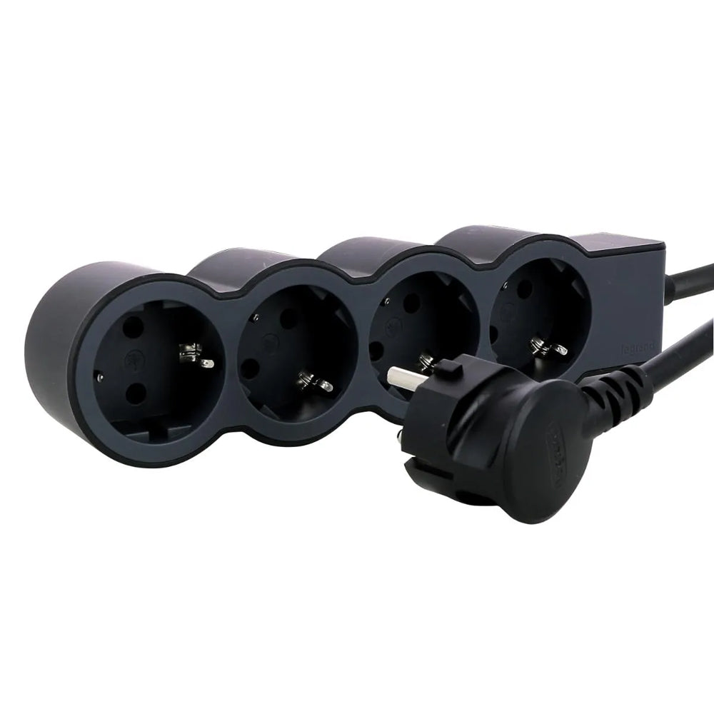 Prelungitor 4 prize Schuko 3x1,5mm² 3m negru, Legrand
